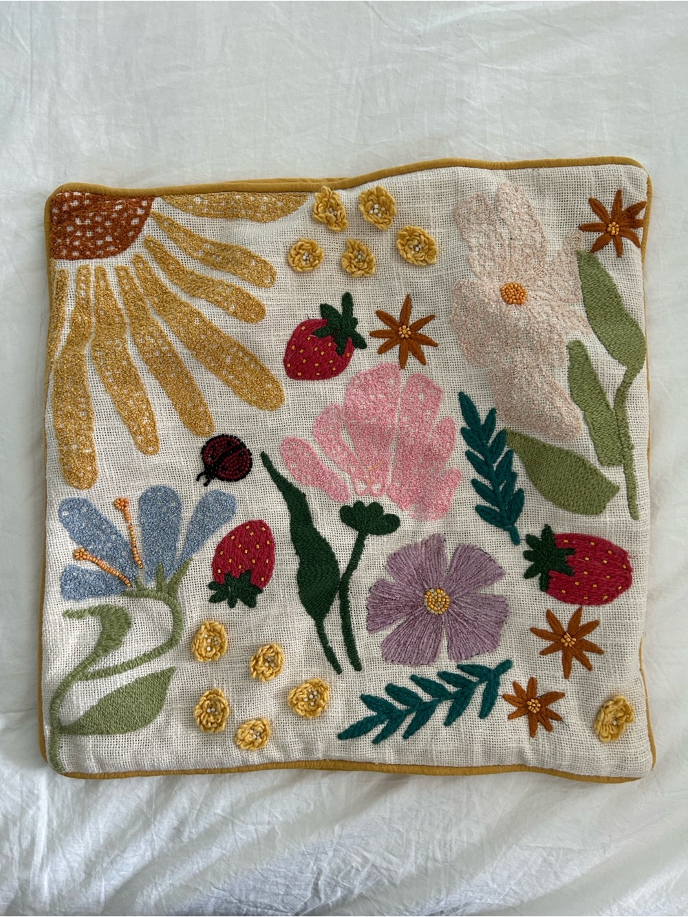 Cost Plus World Market Mustard Yellow Linen Pillow Cover